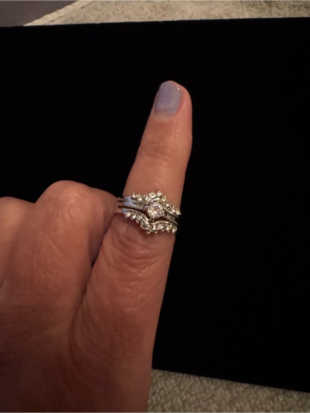 Sterling Silver Cubic Zirconia Stacked Ring Set - White